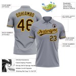 Custom Gray Brown-Yellow Performance Vapor Golf Polo Shirt