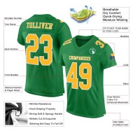Custom Grass Green Gold-White Mesh Authentic Football Jersey Custom Grass Green Gold-White Mesh Authentic Football Jersey