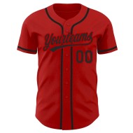 Custom Red Black Authentic Baseball Jersey