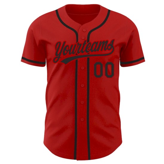 Custom Red Black Authentic Baseball Jersey
