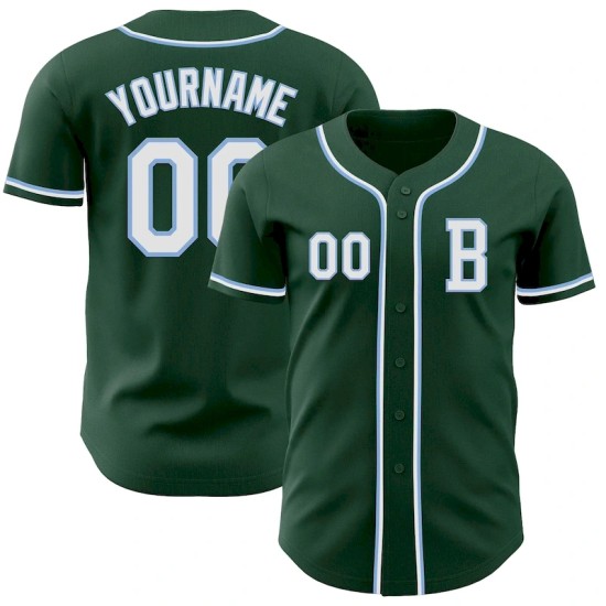Custom Green White-Light Blue Authentic Baseball Jersey