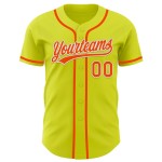 Custom Neon Yellow Orange-White Authentic Baseball Jersey