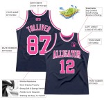 Custom Navy Pink-White Authentic Throwback Basketball Jersey Custom Navy Pink-White Authentic Throwback Basketball Jersey