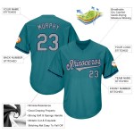 Custom Aqua Gray-Navy Authentic Throwback Rib-Knit Baseball Jersey Shirt Custom Aqua Gray-Navy Authentic Throwback Rib-Knit Baseball Jersey Shirt