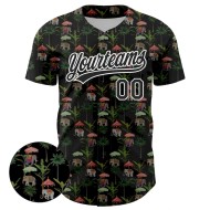 Custom Black White 3D Pattern Design Animal Elephant And Hawaii Palm Trees Authentic Baseball Jersey