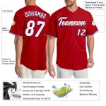 Custom Red White-Royal Authentic Baseball Jersey