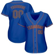 Custom Royal Gray-Orange Baseball Jersey