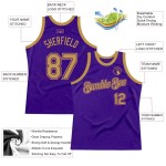 Custom Purple Old Gold Authentic Throwback Basketball Jersey
