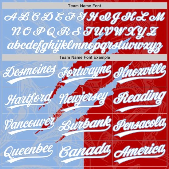 Custom Graffiti Pattern White Red-Light Blue 3D Scratch Two-Button Unisex Softball Jersey Custom Graffiti Pattern White Red-Light Blue 3D Scratch Two-Button Unisex Softball Jersey