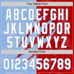 Custom Graffiti Pattern White Red-Light Blue 3D Scratch Two-Button Unisex Softball Jersey Custom Graffiti Pattern White Red-Light Blue 3D Scratch Two-Button Unisex Softball Jersey